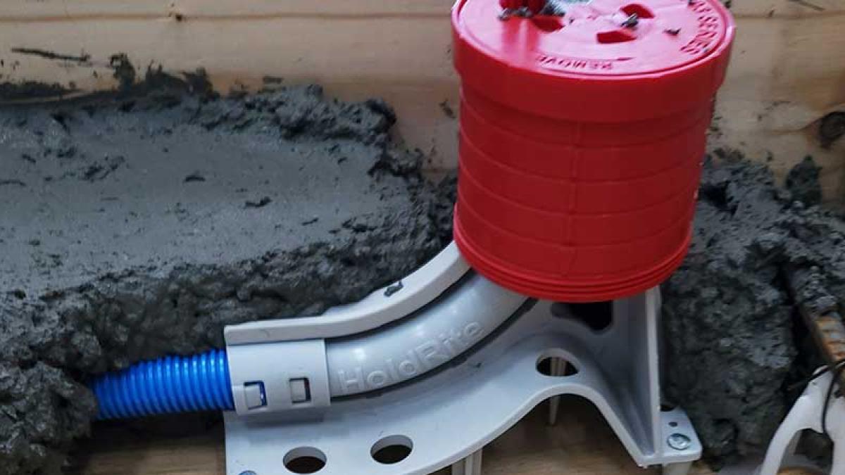 he 703 In-slab Tubing Support helps prevent in-slab tubing damage post pour