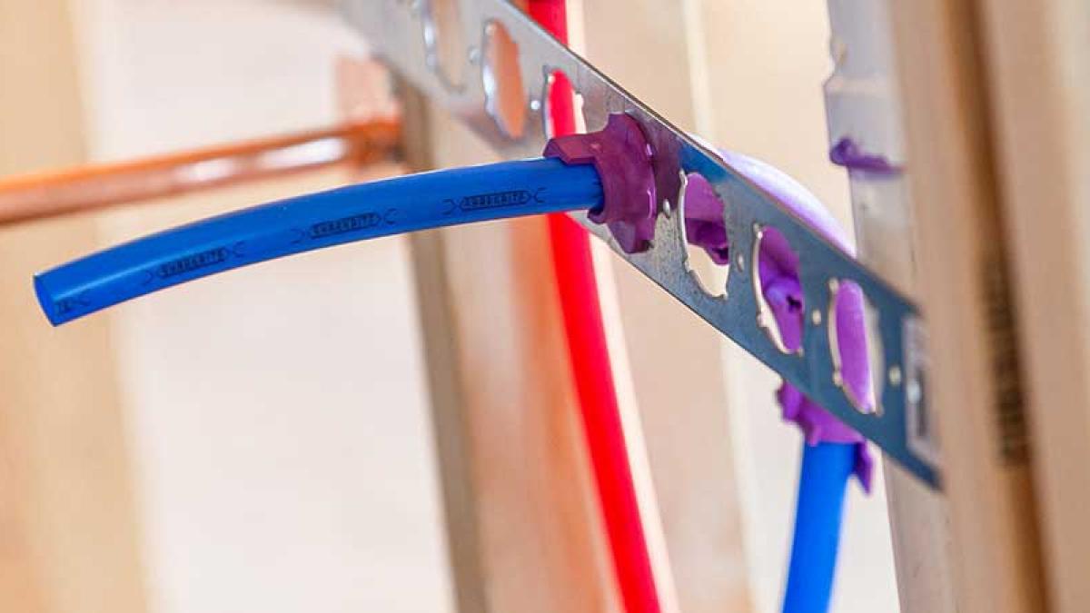 the 704 helps prevent damaged PEX stub-outs and extreme bend radius that could cause tubing to kink with in-wall pipe supports