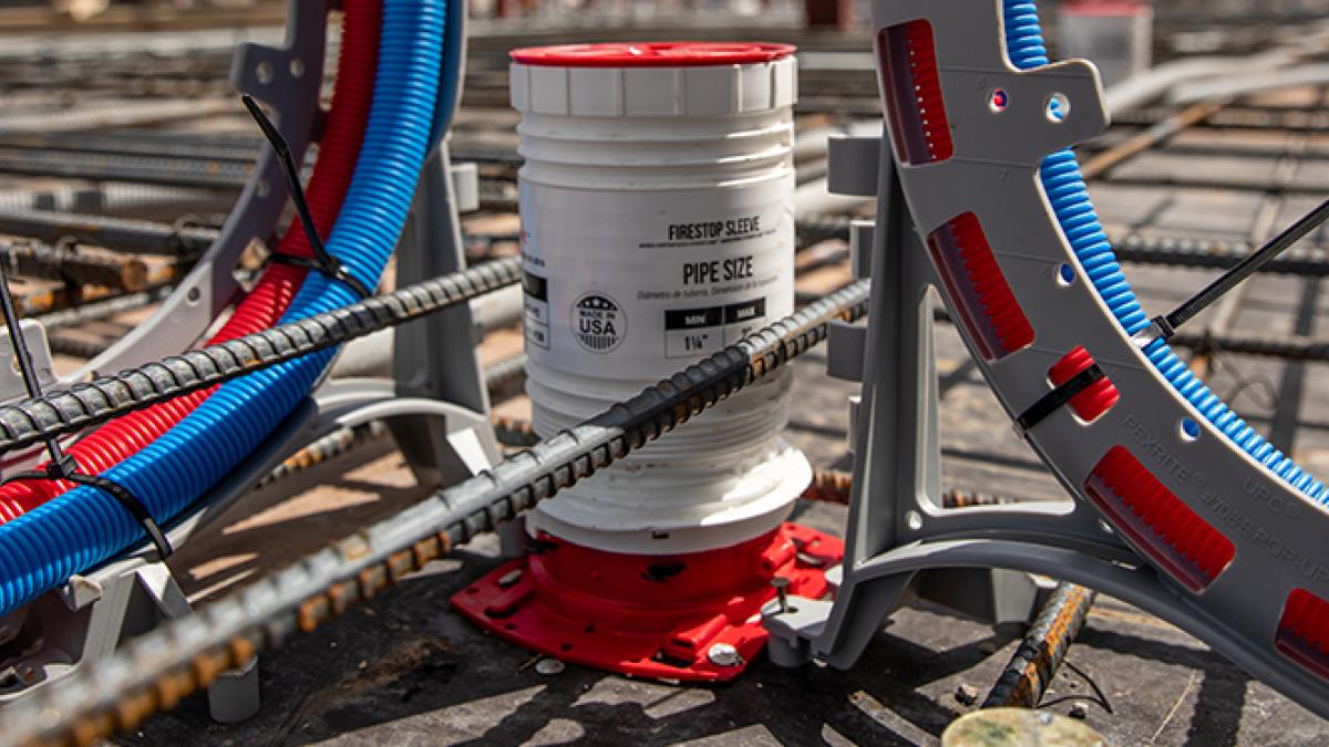 With the use of listed firestop sleeve devices, the process of firestopping floor penetrations is automatically taken care of