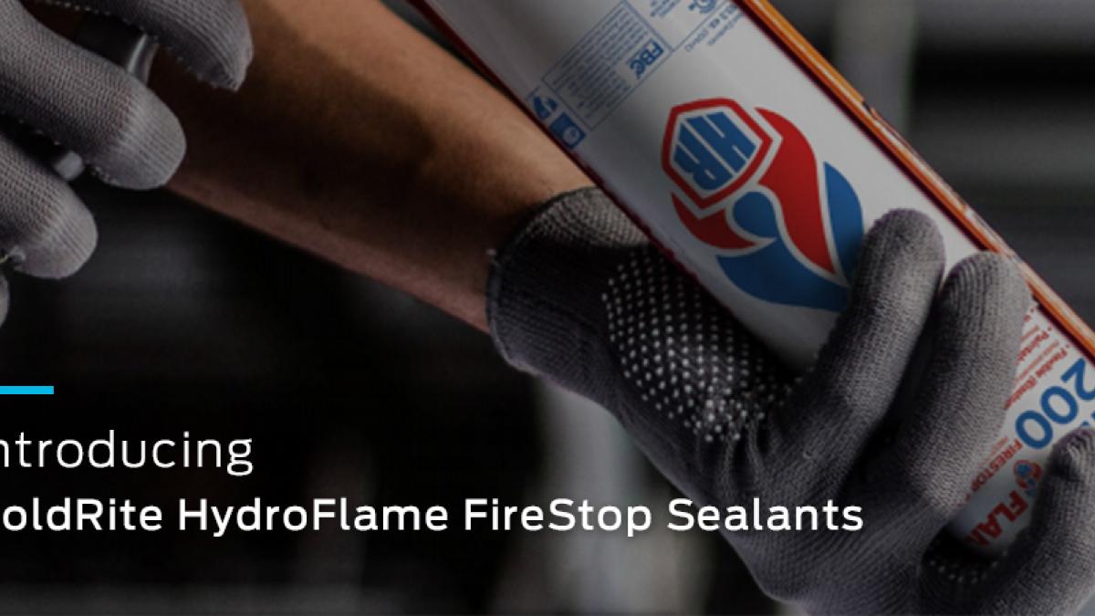 HoldRite firestop sealant applied to seal pipe penetrations in a fire-rated assembly