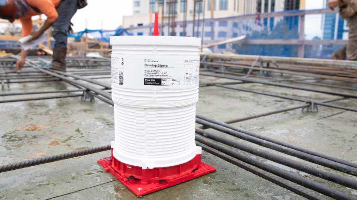 holdrite firestop sleeve on site