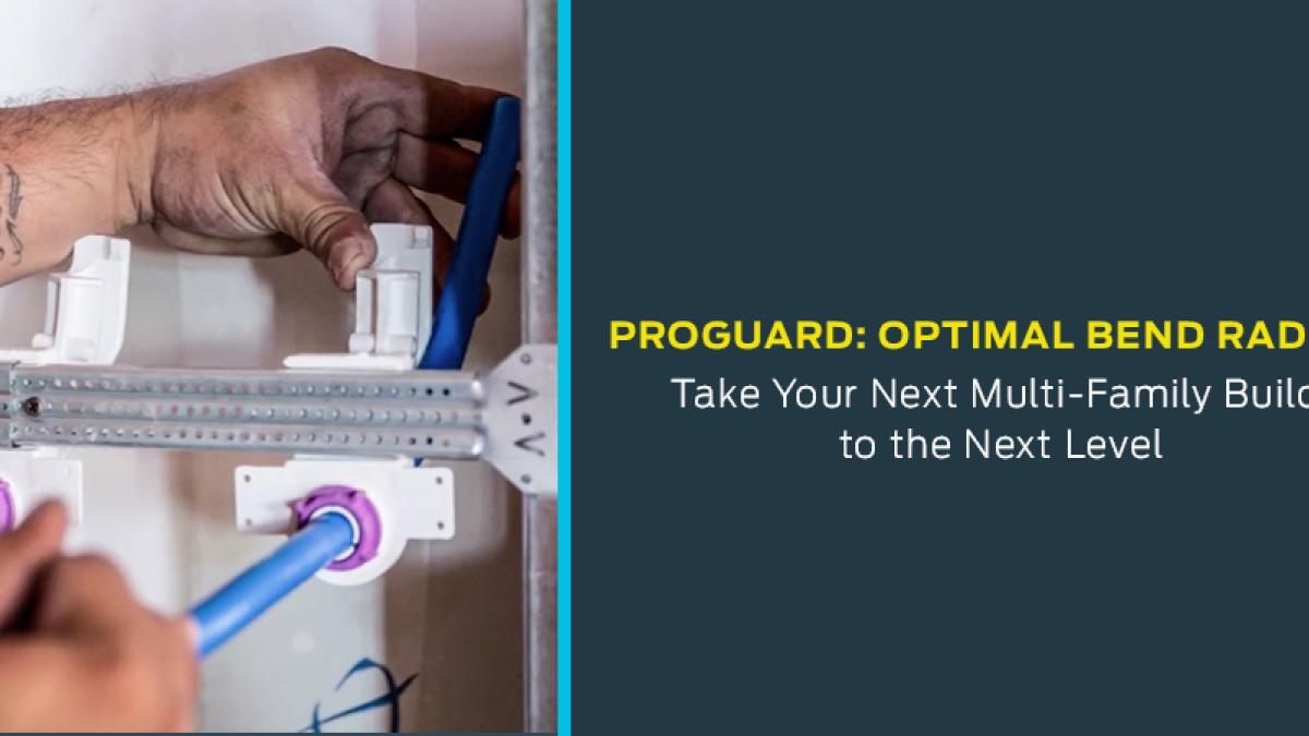 ProGuard PEX support showing optimal bend radius to prevent kinks and pipe damage