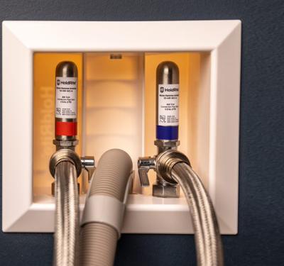 HoldRite washing machine and appliance outlet boxes for new construction installations