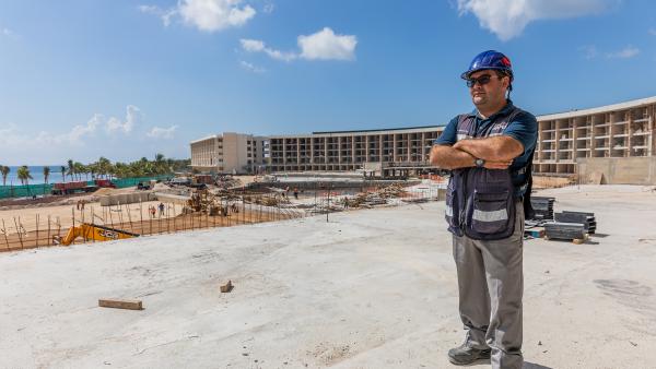 Contractor at hotel build.