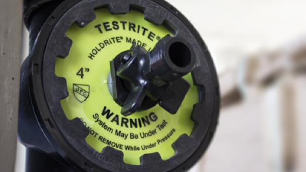 HoldRite TestRite Test Tee installed on a drain pipe