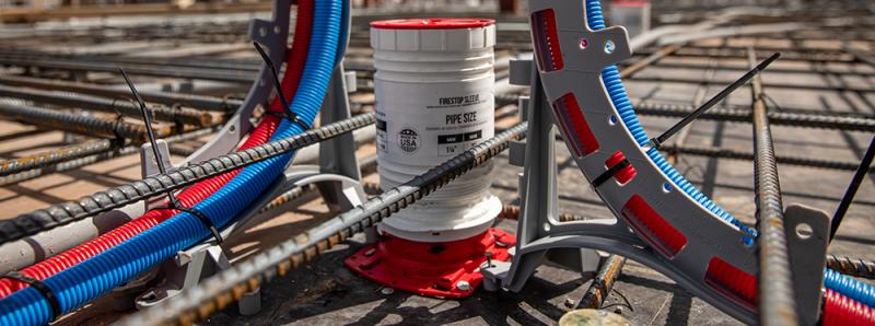 With the use of listed firestop sleeve devices, the process of firestopping floor penetrations is automatically taken care of
