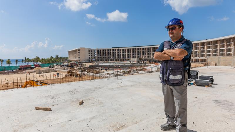 Contractor at hotel build.