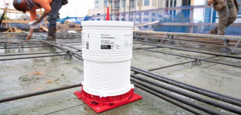 holdrite firestop sleeve on site