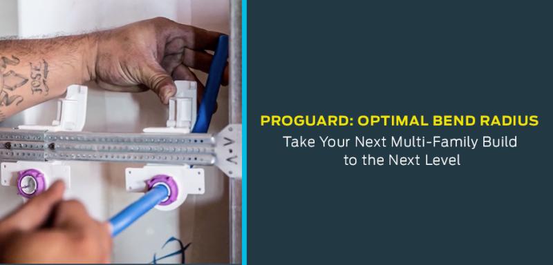ProGuard PEX support showing optimal bend radius to prevent kinks and pipe damage