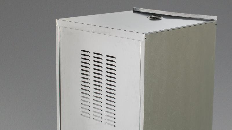 HoldRite outdoor water heater shed enclosure for weather protection